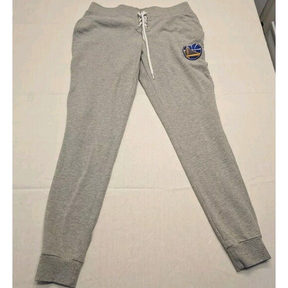 Golden State Warriors Women Pants Gray Sweat Lace‎ Up Tapered Logo Women's M - Picture 1 of 16